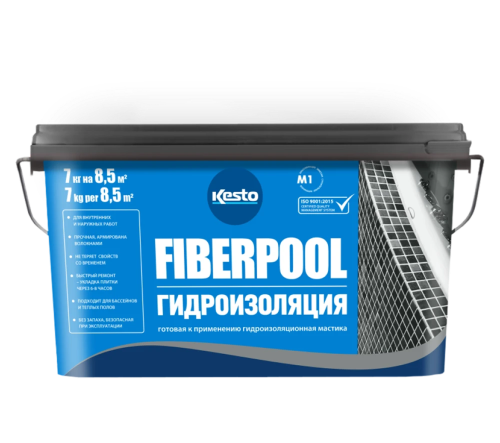 Гидроизоляционная мастика Fiberpool, 14 кг, Kesto